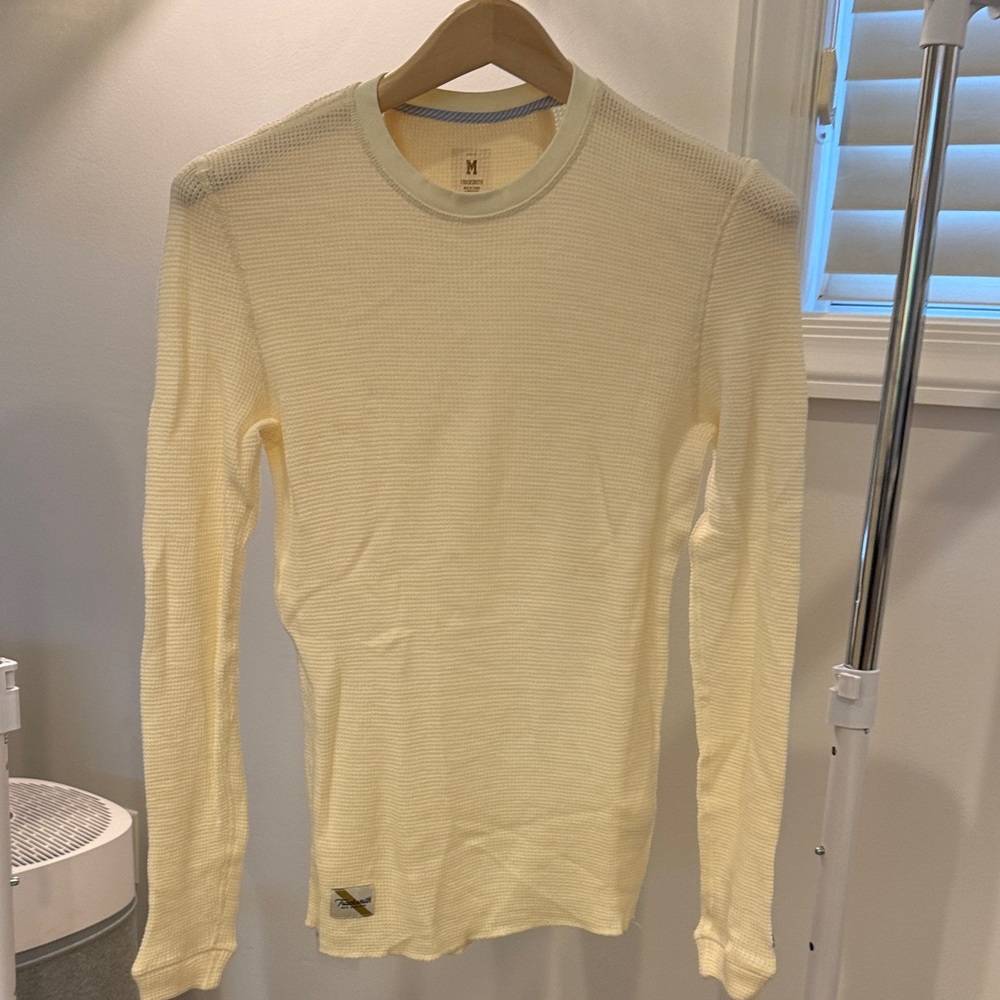 Tracksmith Men's Ivory Fells Merino Thermal Long Sleeve Tee
